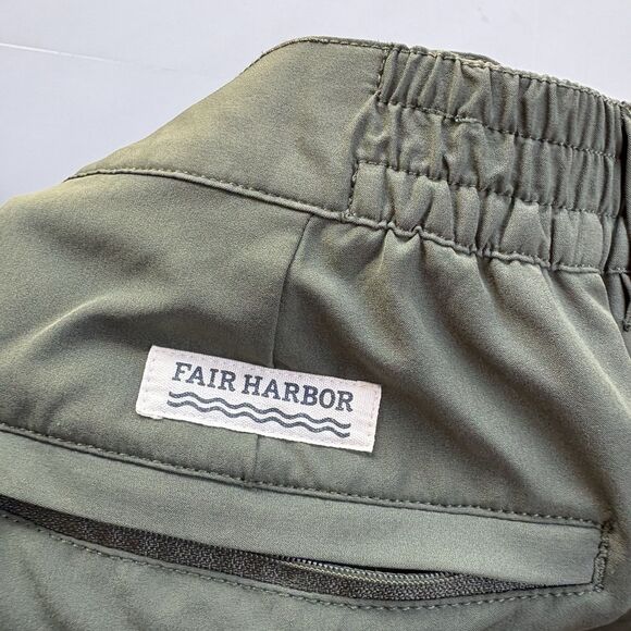 Fair Harbor Midway Shorts Men 38 Golf Performance Stretch Green Elastic Waist - Picture 2 of 7